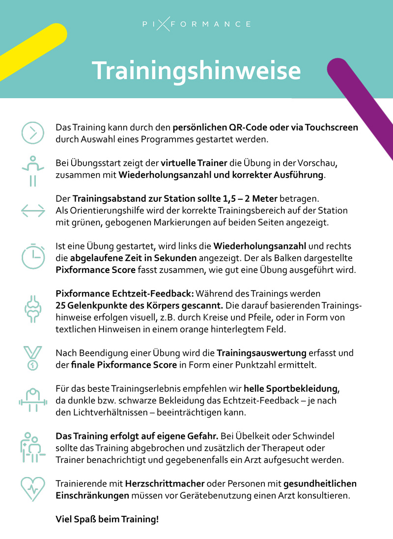 Trainingshinweise Pixformance